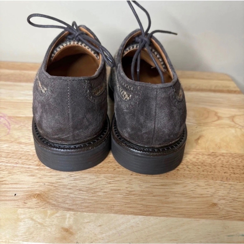 Polo Ralph Lauren Mens 8 Suede Wool Wingtip Oxford Shoes Vibram Sole Fall Preppy - Picture 4 of 8